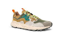 YAMANO 3 MAN Sneakers in suede nylon grey white taupe